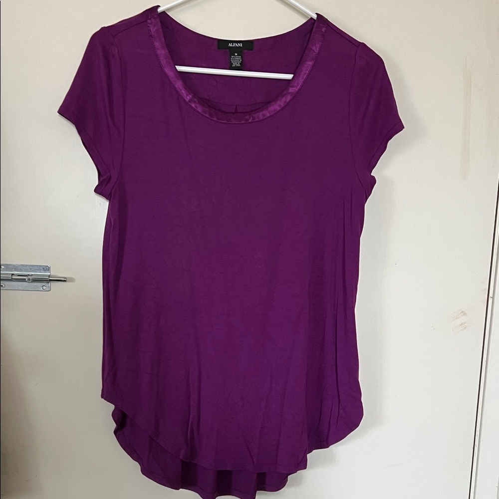 Alfani Women's Vibrant Purple Short Sleeve Tee